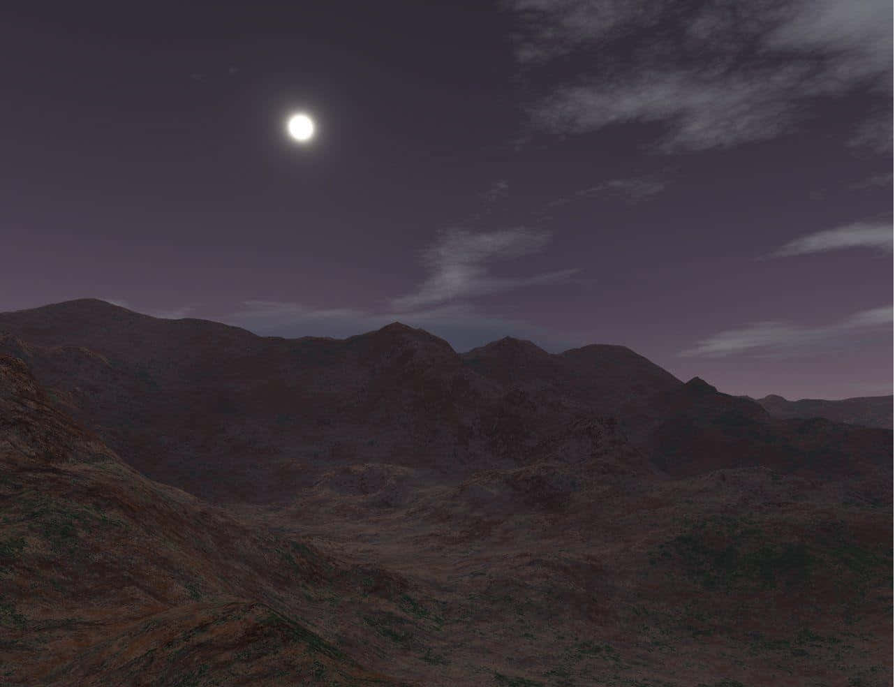moonlit mountain range, cloudy night sky, purple tones, HD Desktop Wallpaper