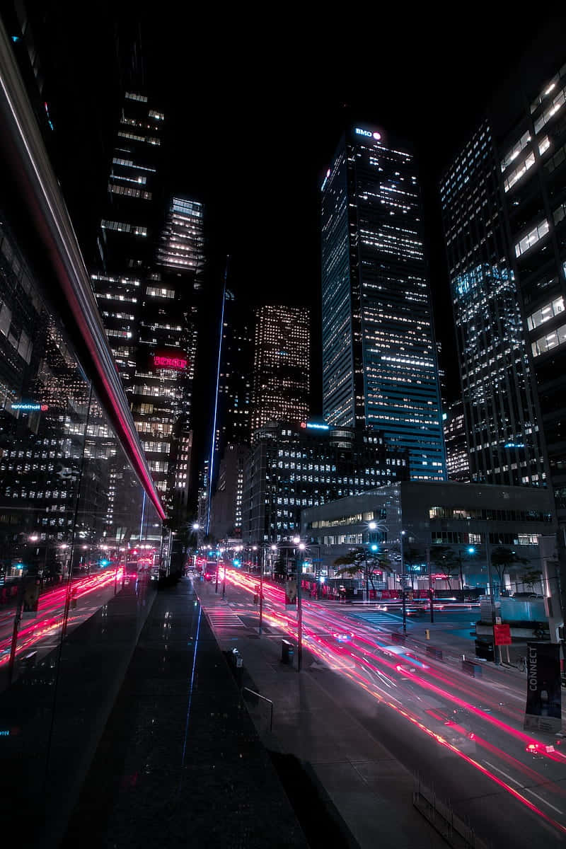Urban Night Lights, traffic, long exposure, SD Phone Wallpaper