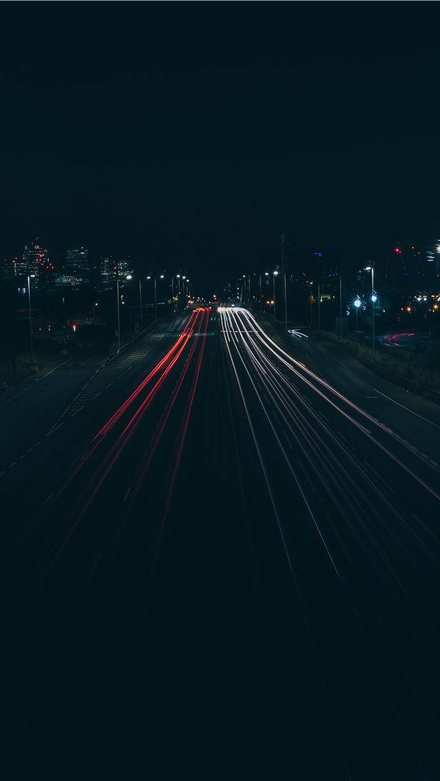 iPhone, dark, red and white car lights, SD Phone Wallpaper