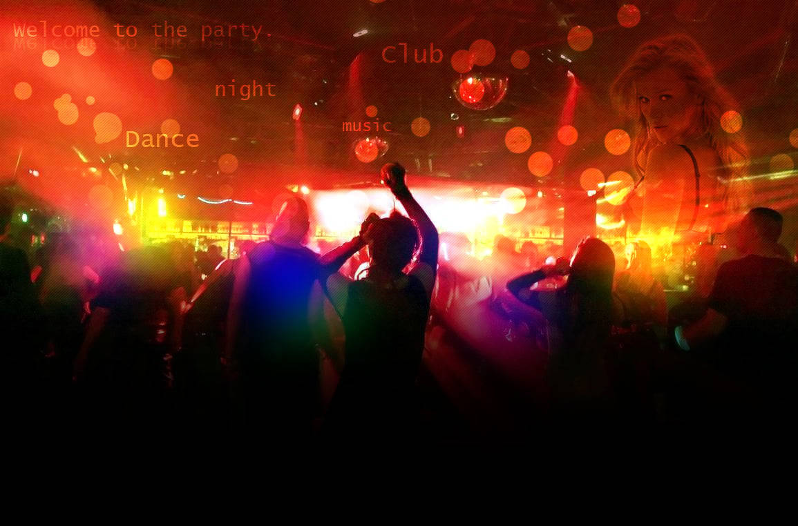 glowing nightclub extravaganza, vibrant red and yellow club lights, glowing bokeh effects, SD Desktop Wallpaper