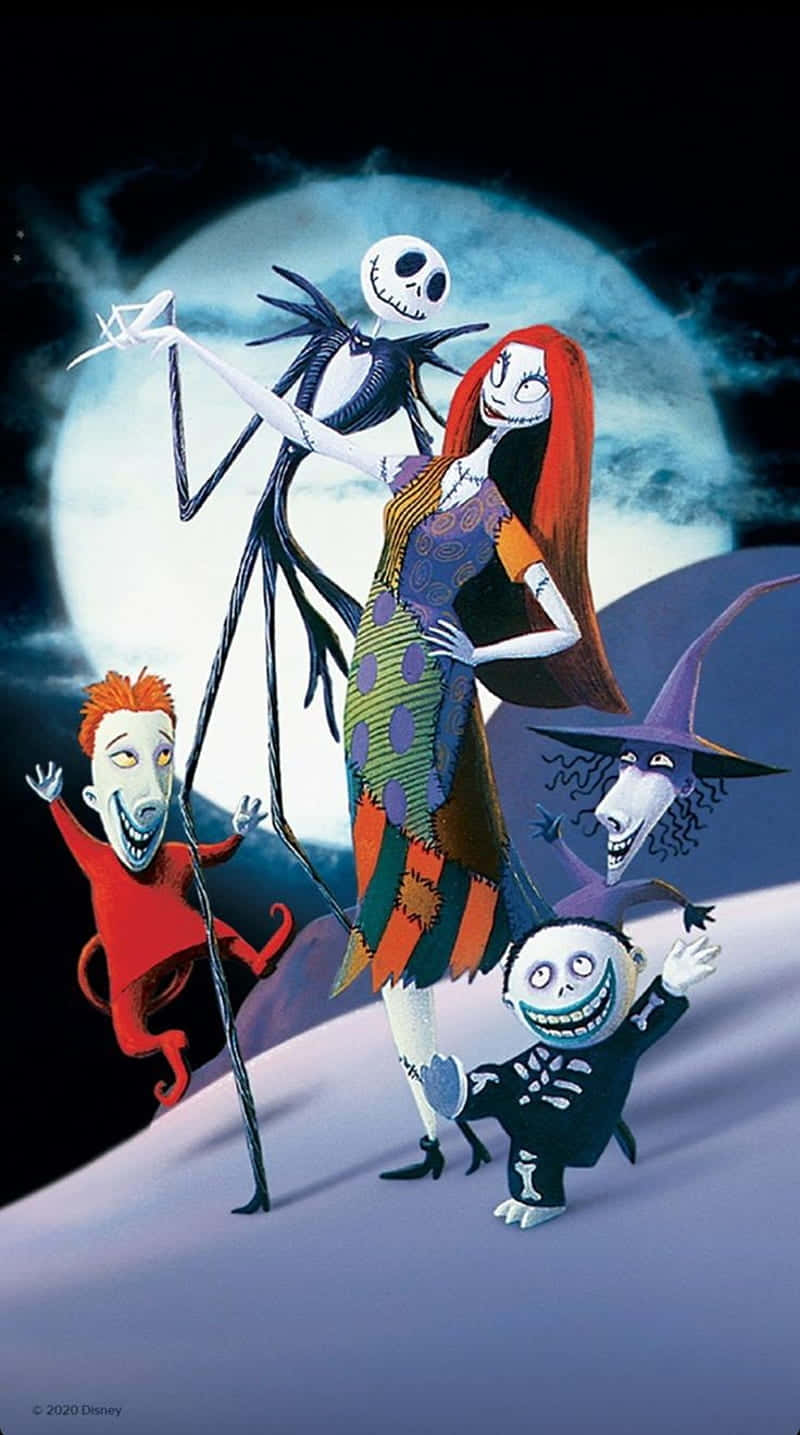 Nightmare Before Christmas, skeletal characters, vibrant costumes, HD Phone Wallpaper