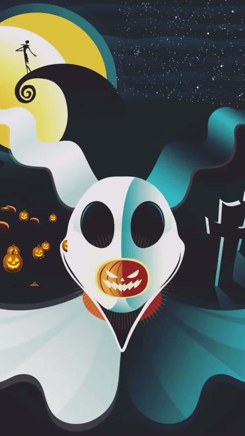 Nightmare Before Christmas Phone, jack-o-lantern mouth, crescent moon, HD Phone Wallpaper