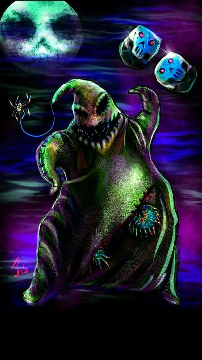 Nightmare Before Christmas Phone, grotesque green stitched monster, wide grin, HD Phone Wallpaper