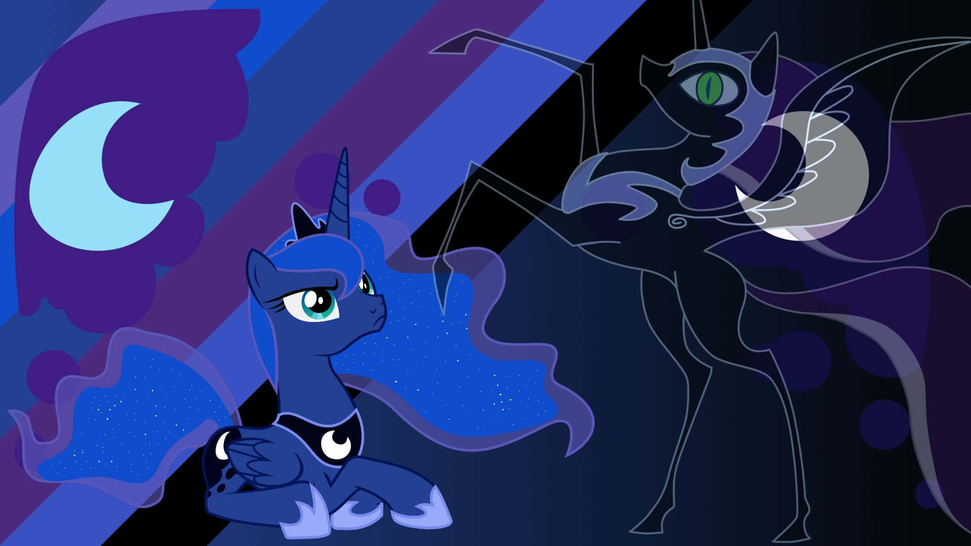 Nightmare Moon, crescent moon, stars, Full HD Desktop Wallpaper