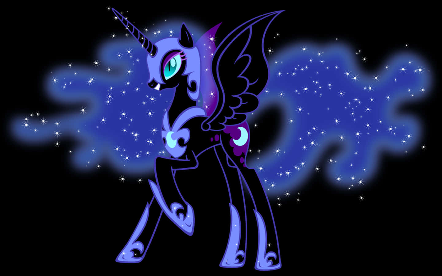 Nightmare Moon, purple unicorn, glowing cyan eyes, HD Desktop Wallpaper