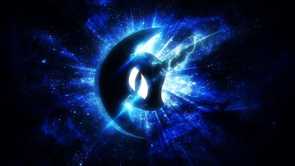 Nightmare Moon, glowing blue crescent moon, glowing eye, SD Desktop Wallpaper
