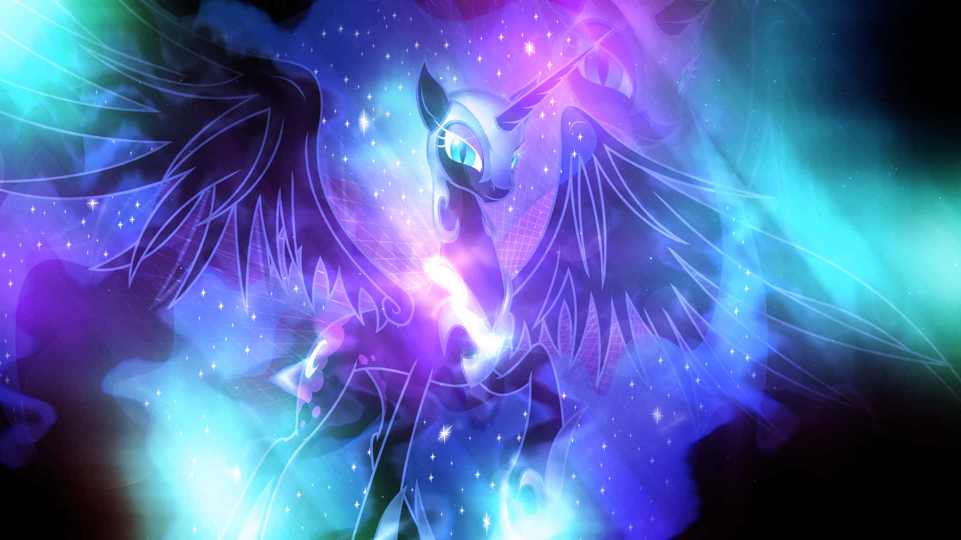 Nightmare Moon, winged unicorn, glowing eyes, Full HD Desktop Wallpaper