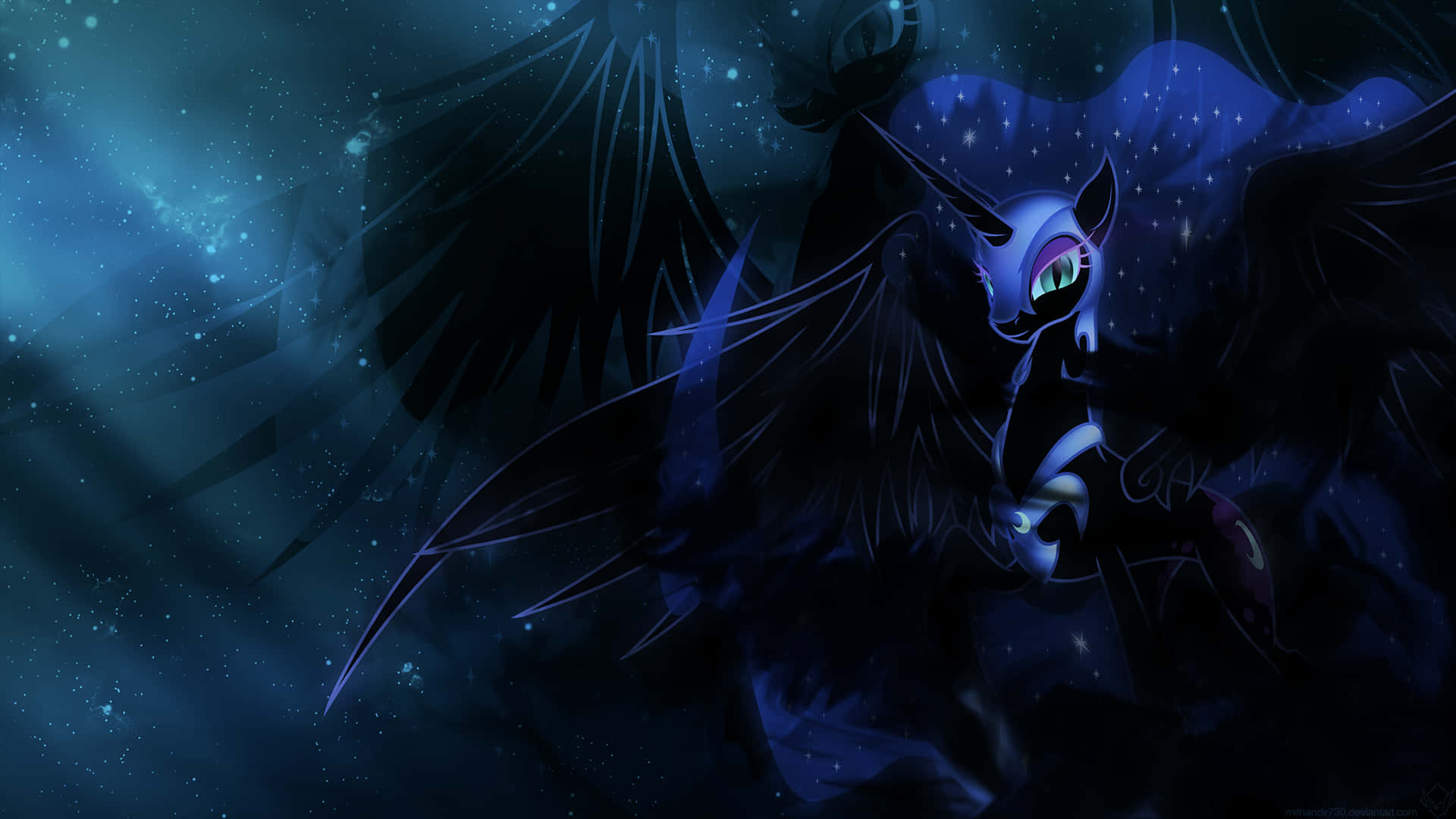 Nightmare Moon, pony with wings, glowing eyes, Full HD Desktop Wallpaper