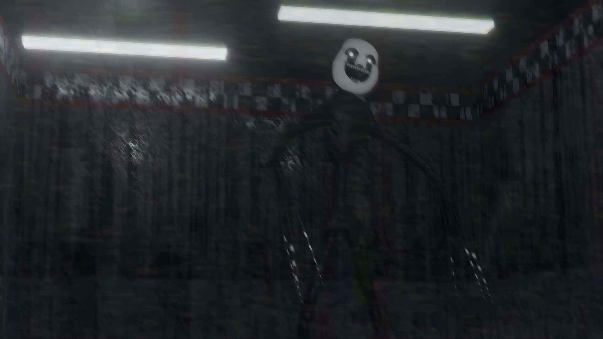 Nightmare Puppet, white grinning mask, dimly lit room, Full HD Desktop Wallpaper