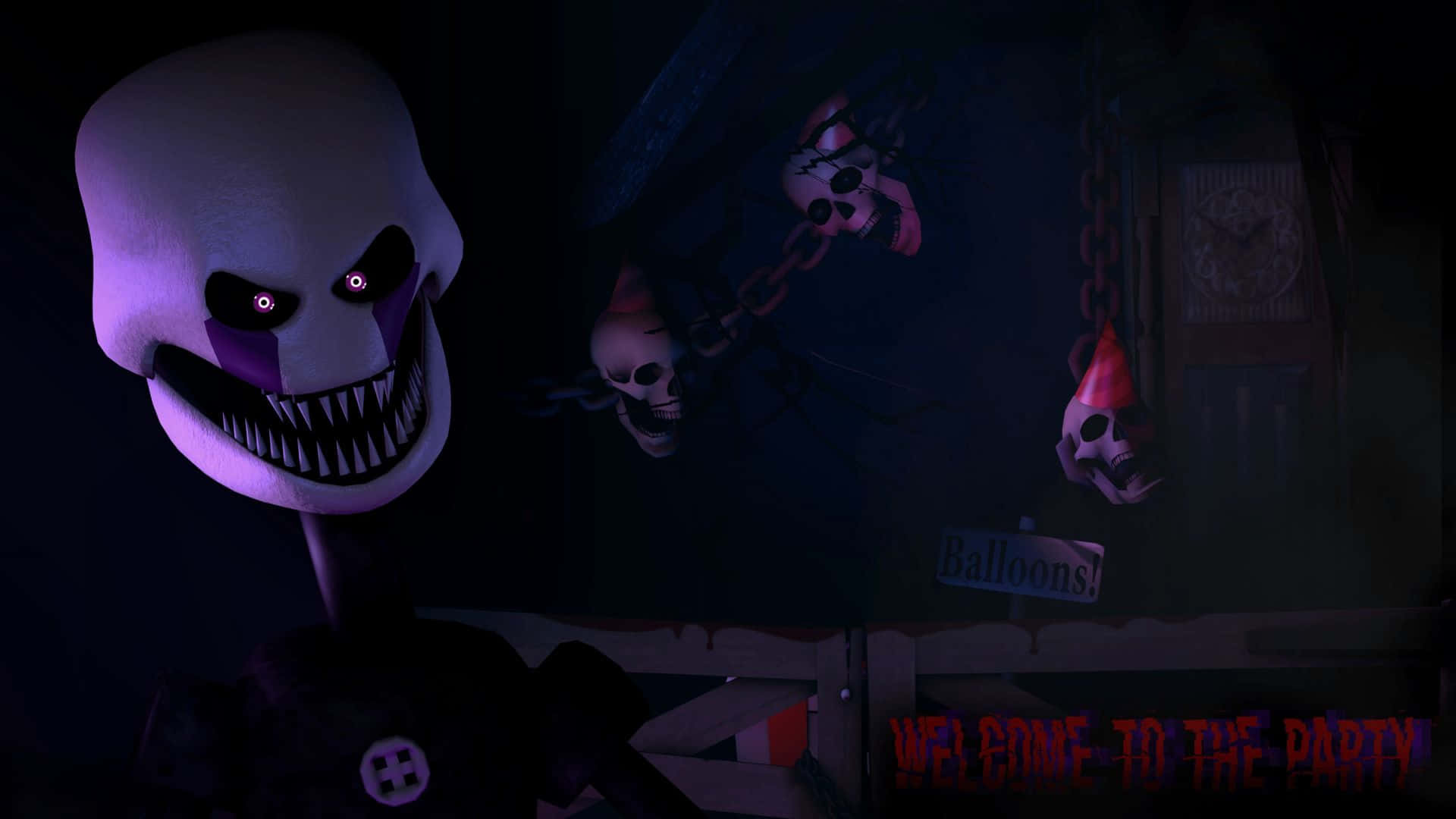 Nightmare Puppet, purple-lit, animatronic skull, Full HD Desktop Wallpaper