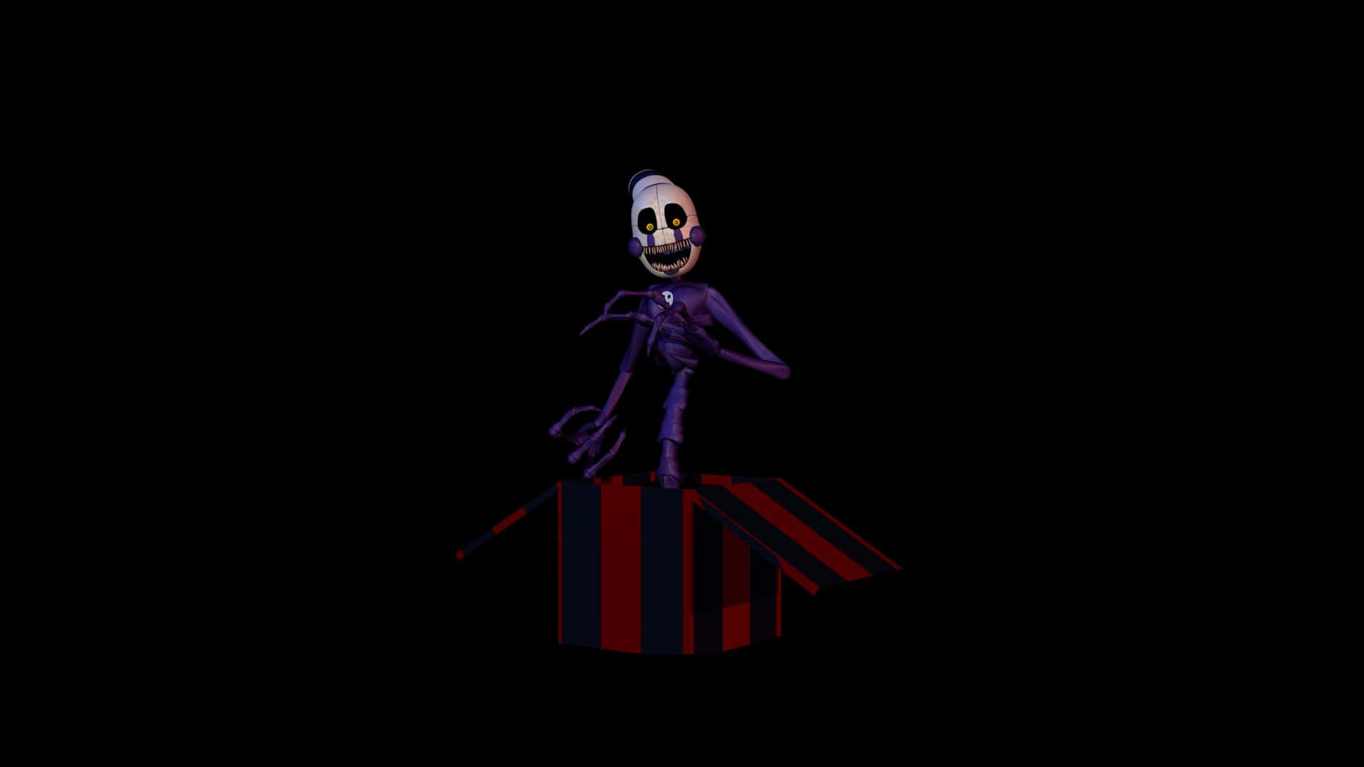 Nightmare Puppet, purple skeletal clown, red and black striped circus tent, Full HD Desktop Wallpaper