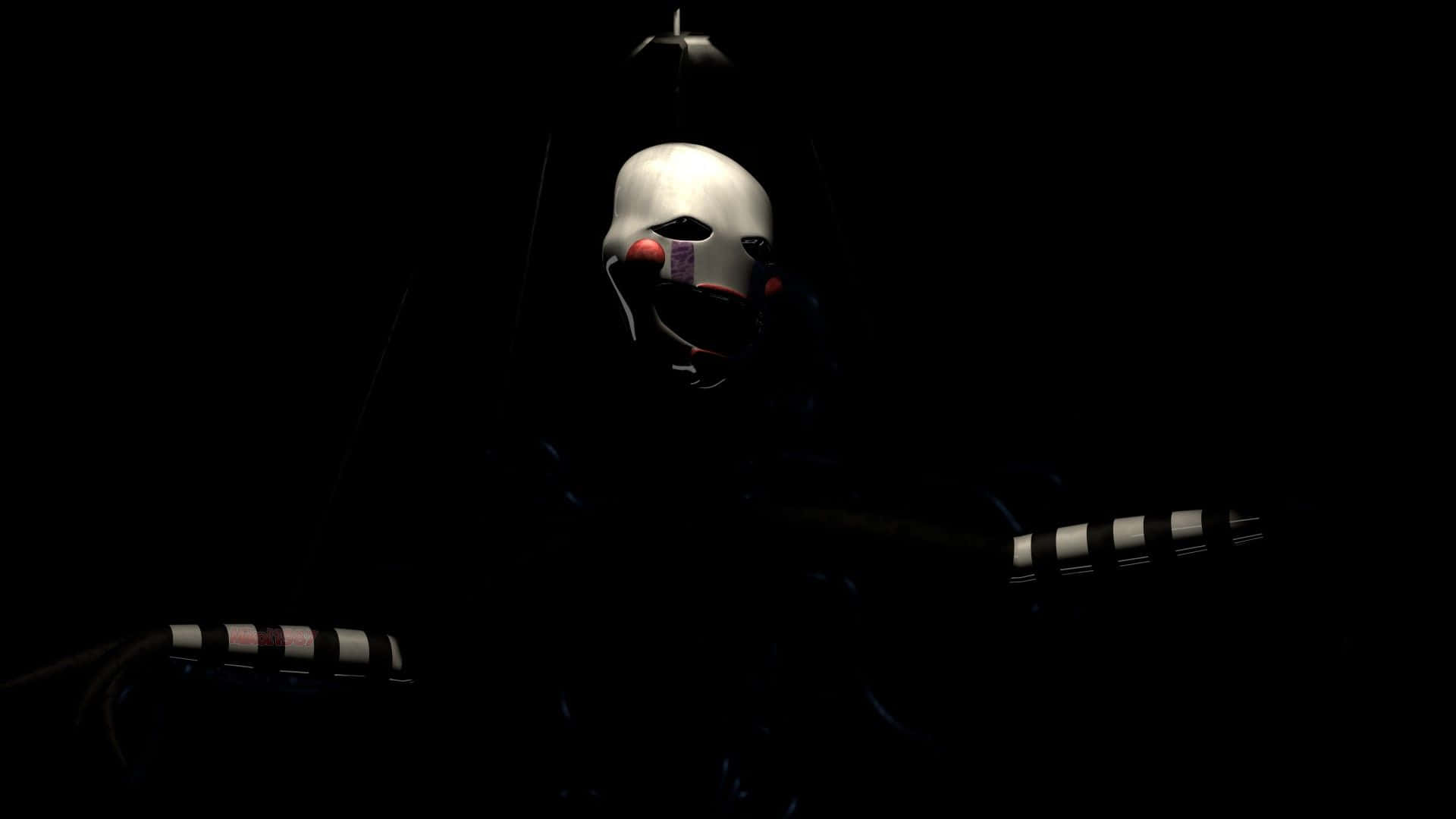 Nightmare Puppet, white mask, red eyes, Full HD Desktop Wallpaper