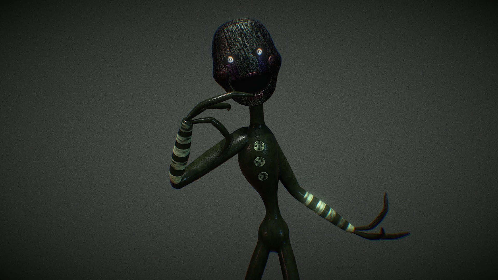 Nightmare Puppet, dark green, glowing eyes, Full HD Desktop Wallpaper