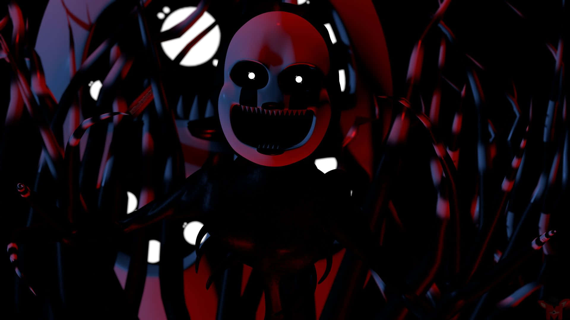 Nightmare Puppet, red and black, glowing eyes, Full HD Desktop Wallpaper