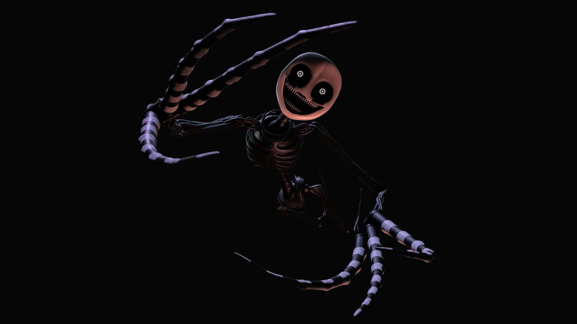 Nightmare Puppet, glowing skeletal figure, striped limbs, Full HD Desktop Wallpaper