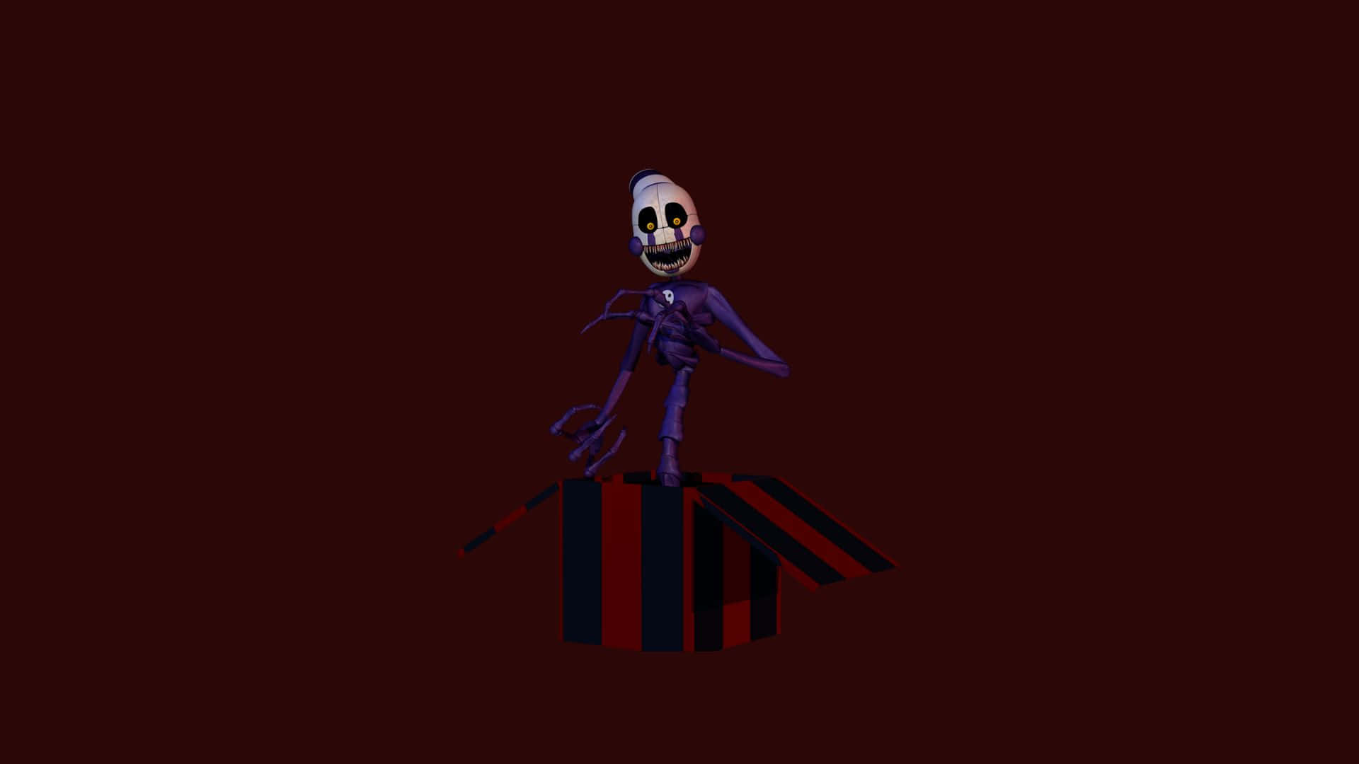 Nightmare Puppet, purple skeletal clown, red and black striped box, Full HD Desktop Wallpaper