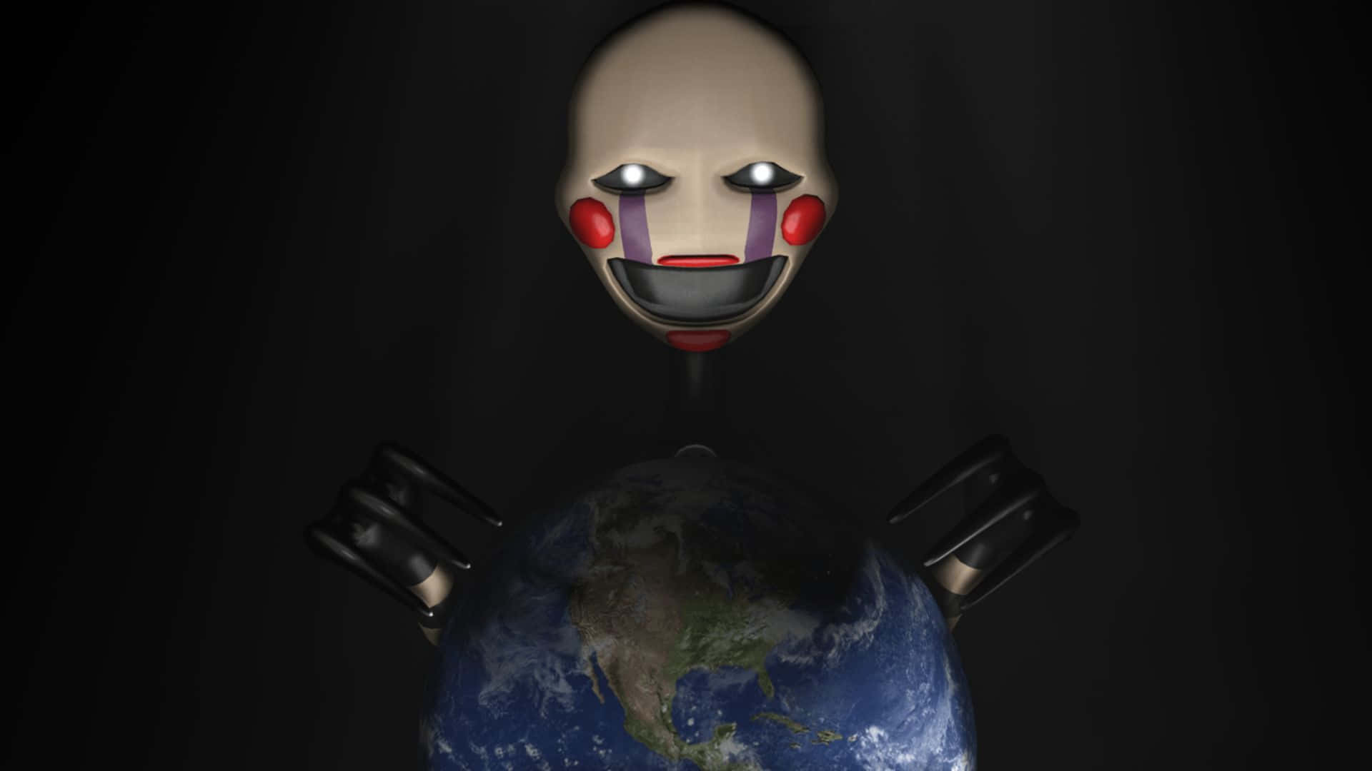 Nightmare Puppet, blue Earth, glowing eyes, Full HD Desktop Wallpaper