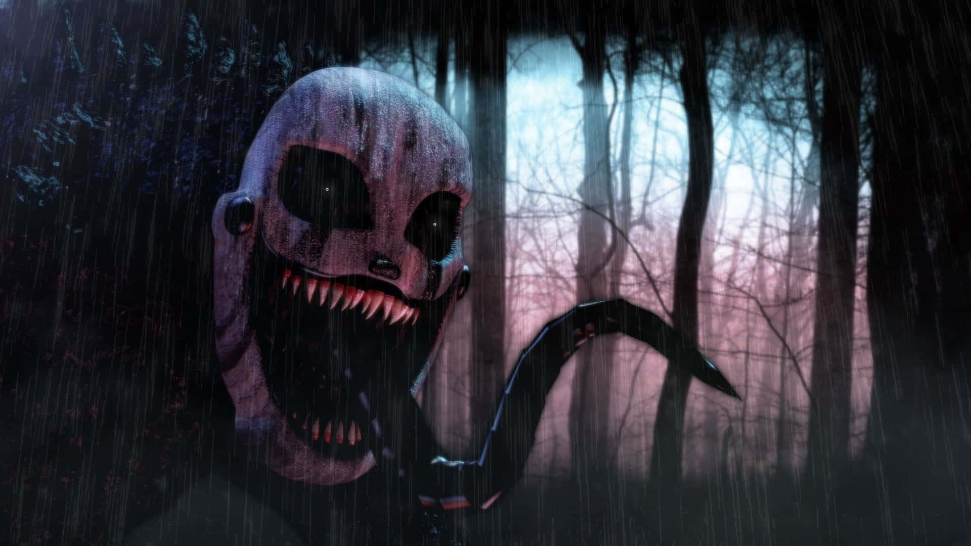 Nightmare Puppet, dark forest, purple masked creature, Full HD Desktop Wallpaper