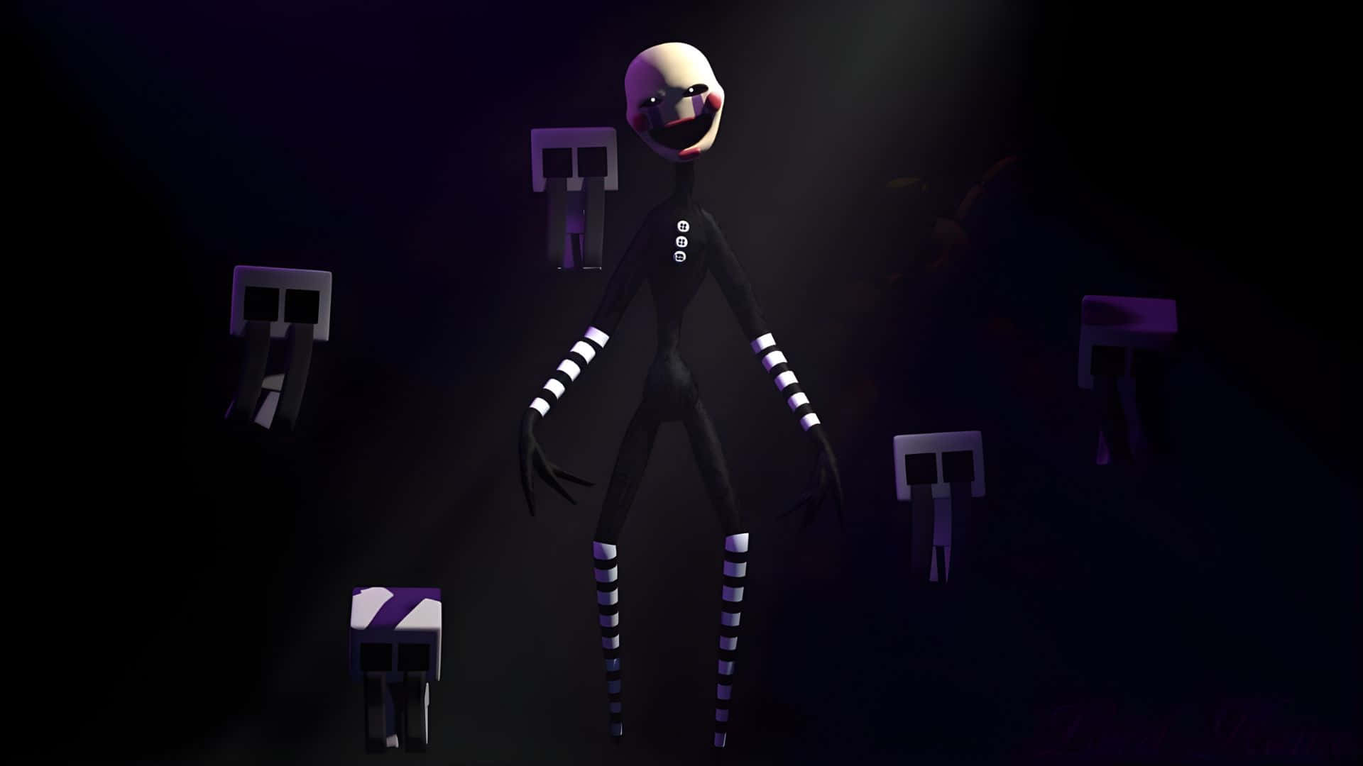 Nightmare Puppet, dark room, black figure, Full HD Desktop Wallpaper