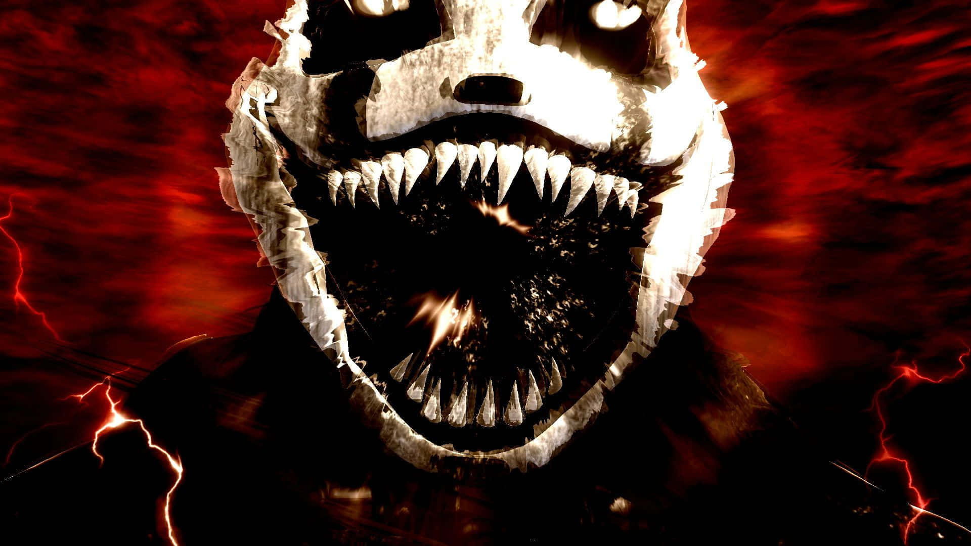 Nightmare Puppet, white skull, jagged teeth, Full HD Desktop Wallpaper