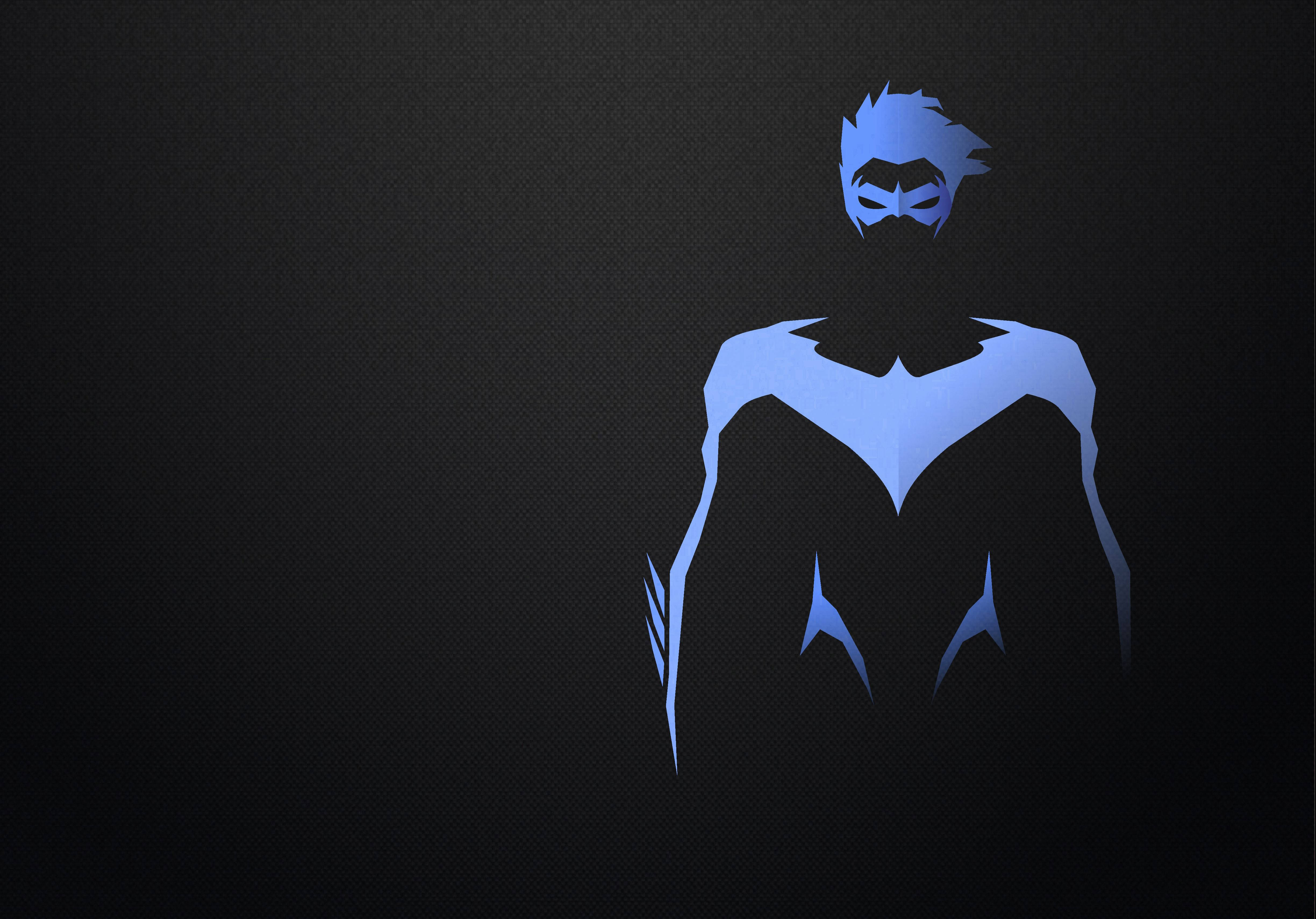 Nightwing, purple art, glowing blue silhouette, 4K Desktop Wallpaper