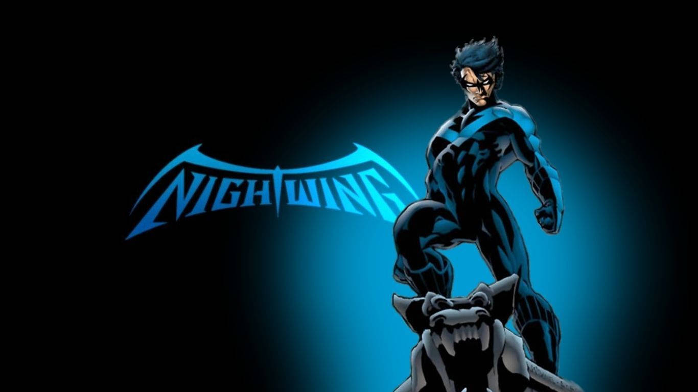 Nightwing, glowing blue light, snarling animal head, HD Desktop Wallpaper