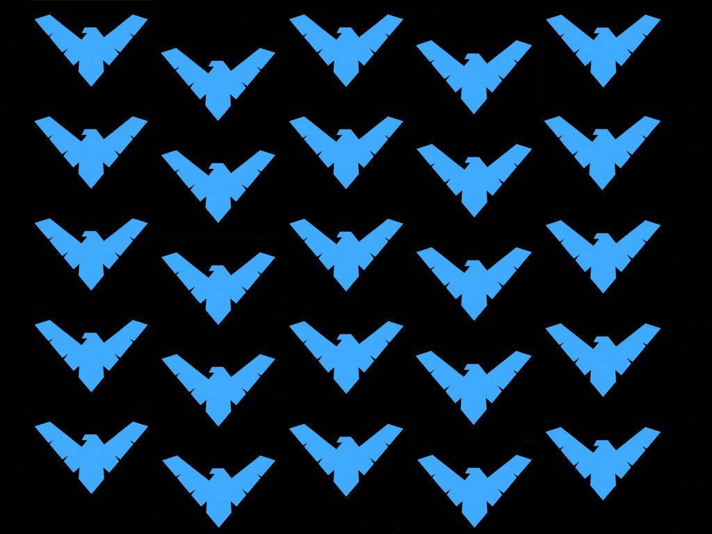 blue eagle silhouettes, solid black background, Nightwing, SD Desktop Wallpaper