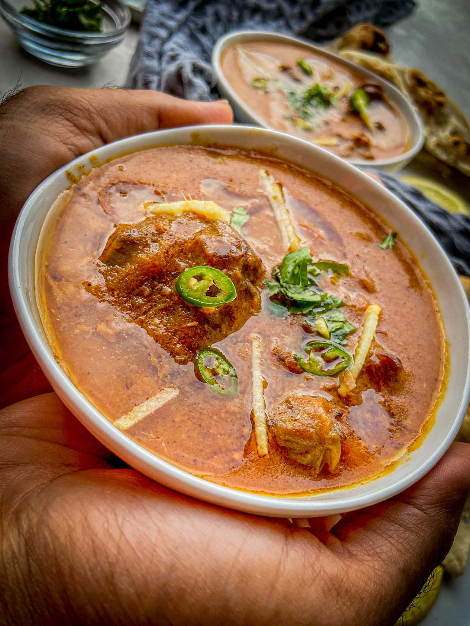Nihari, bowl, creamy curry, Full HD Phone Wallpaper
