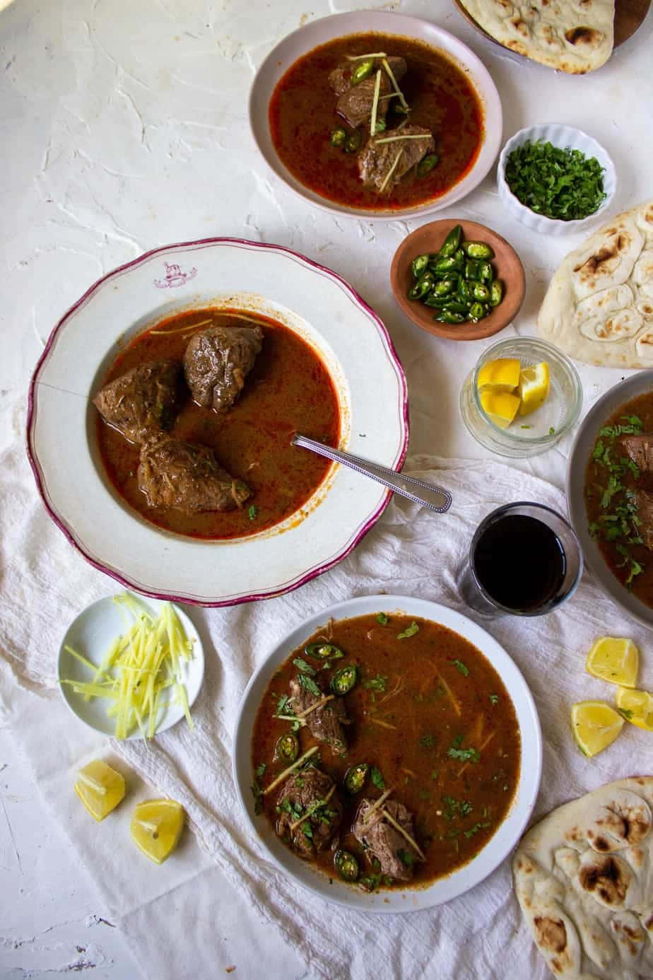 Nihari, lamb curry, white bowls, HD Phone Wallpaper