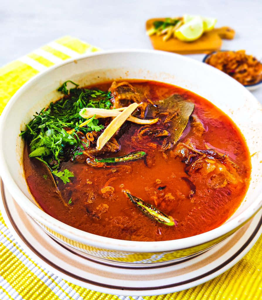 Nihari, steaming bowl, rich red curry, SD Phone Wallpaper