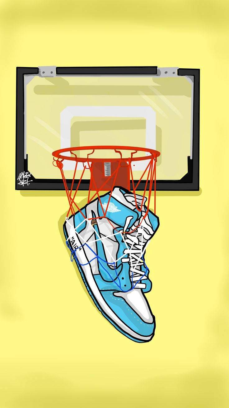 Nike Air Jordan 1, blue and white, basketball hoop, HD Phone Wallpaper