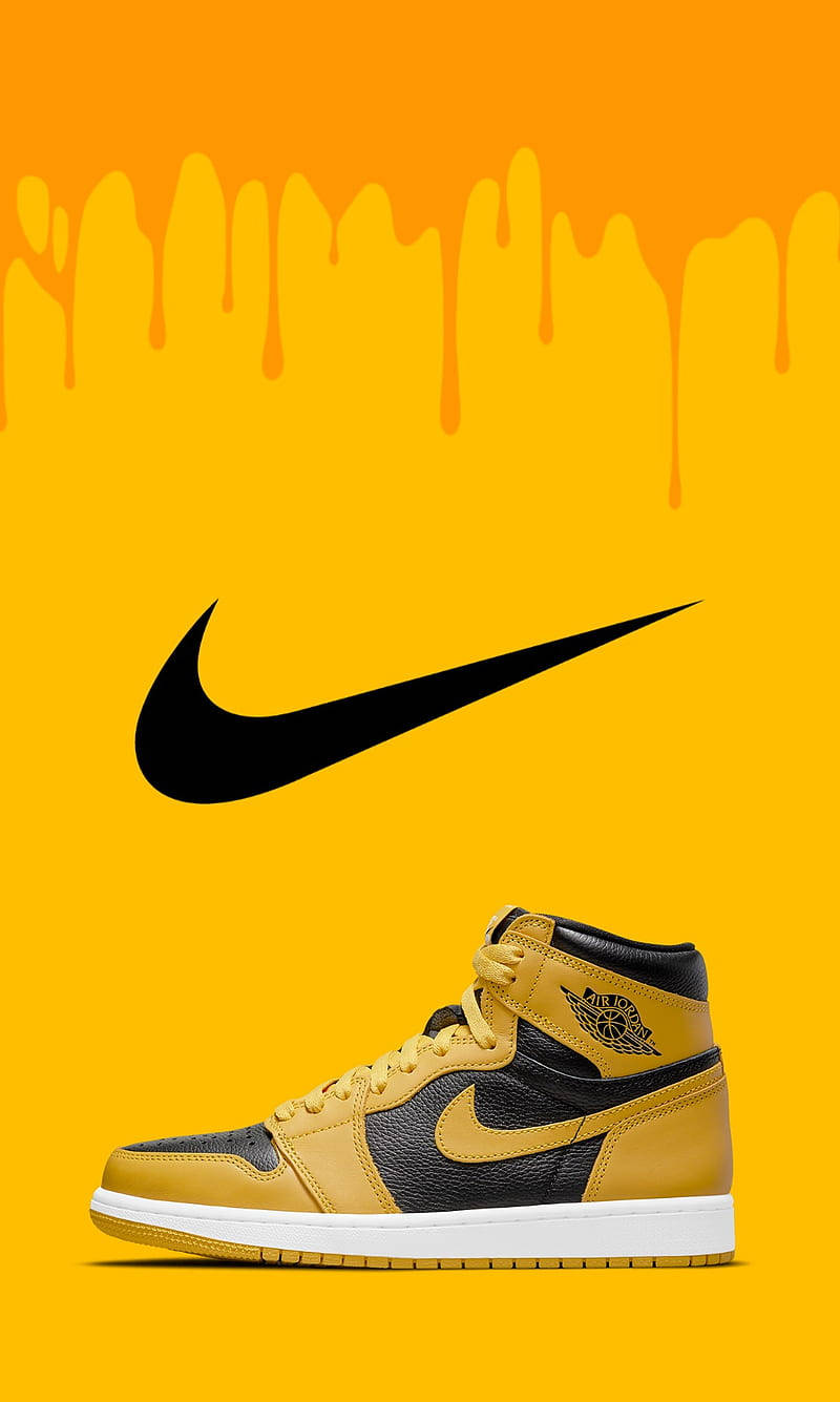Nike Air Jordan 1, gold, black, HD Phone Wallpaper