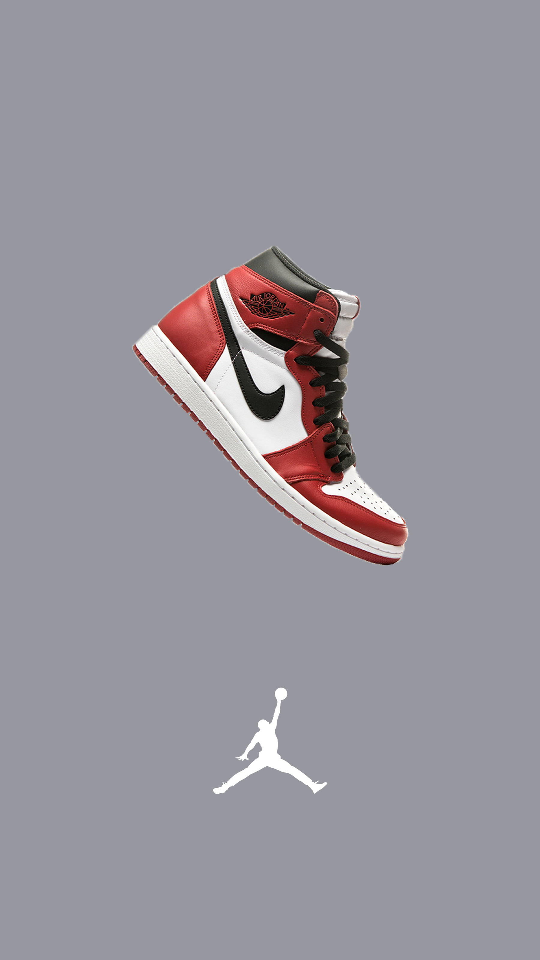 Nike Air Jordan 1, red white and black, white Jumpman logo, 2K Phone Wallpaper