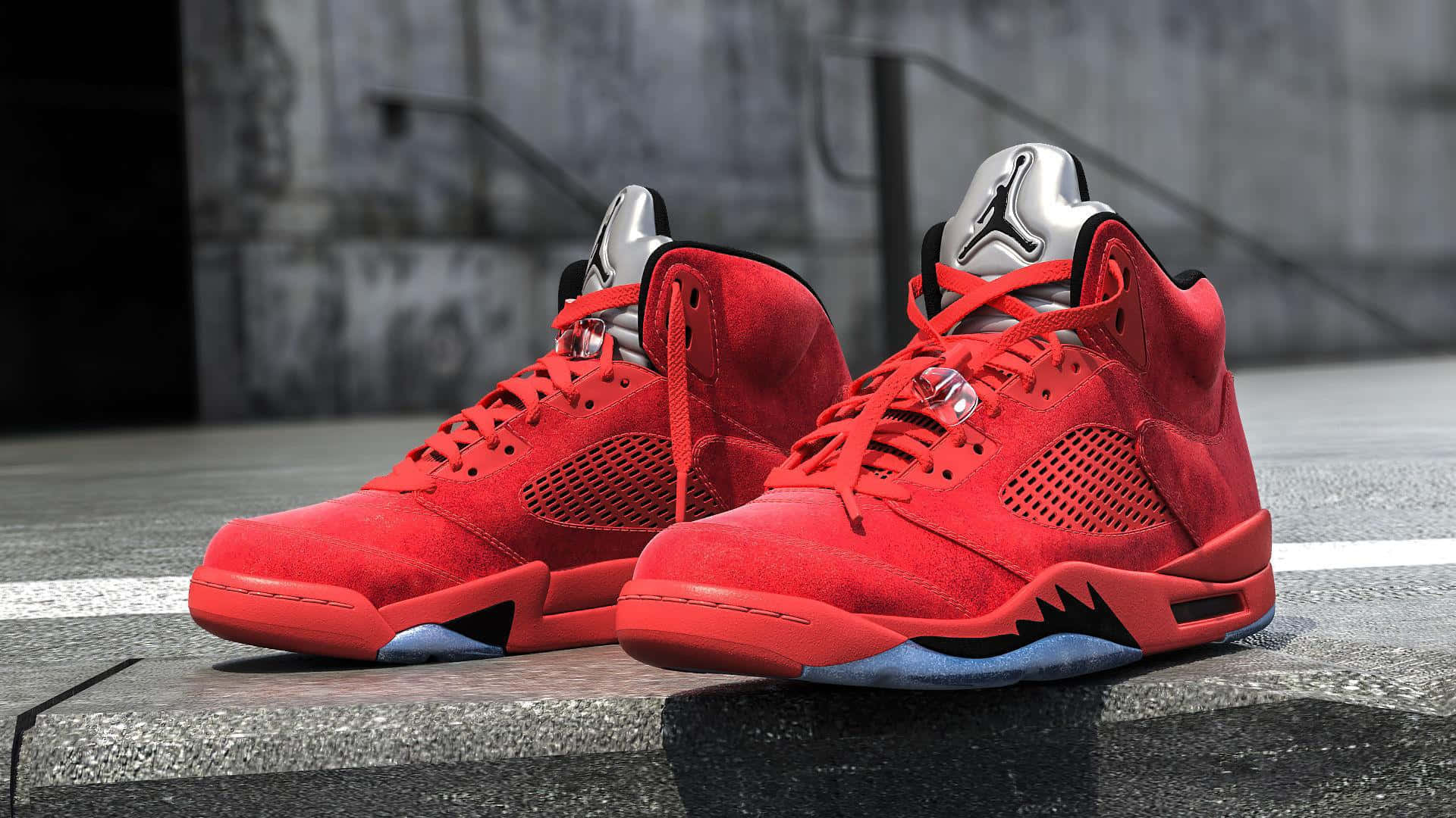 Nike Air Jordan, Jordan 5, vibrant red, Full HD Desktop Wallpaper