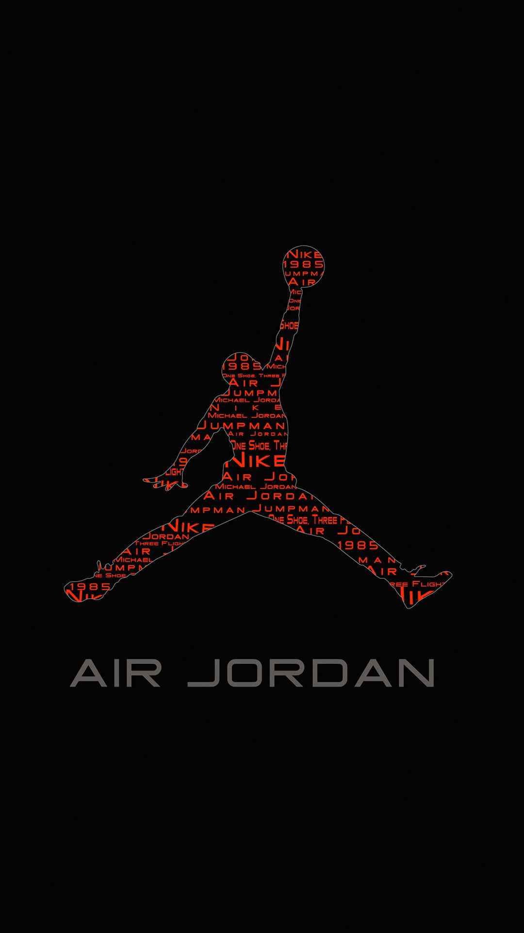 Nike Air Jordan, glowing red silhouette, basketball player mid-air, Full HD Phone Wallpaper