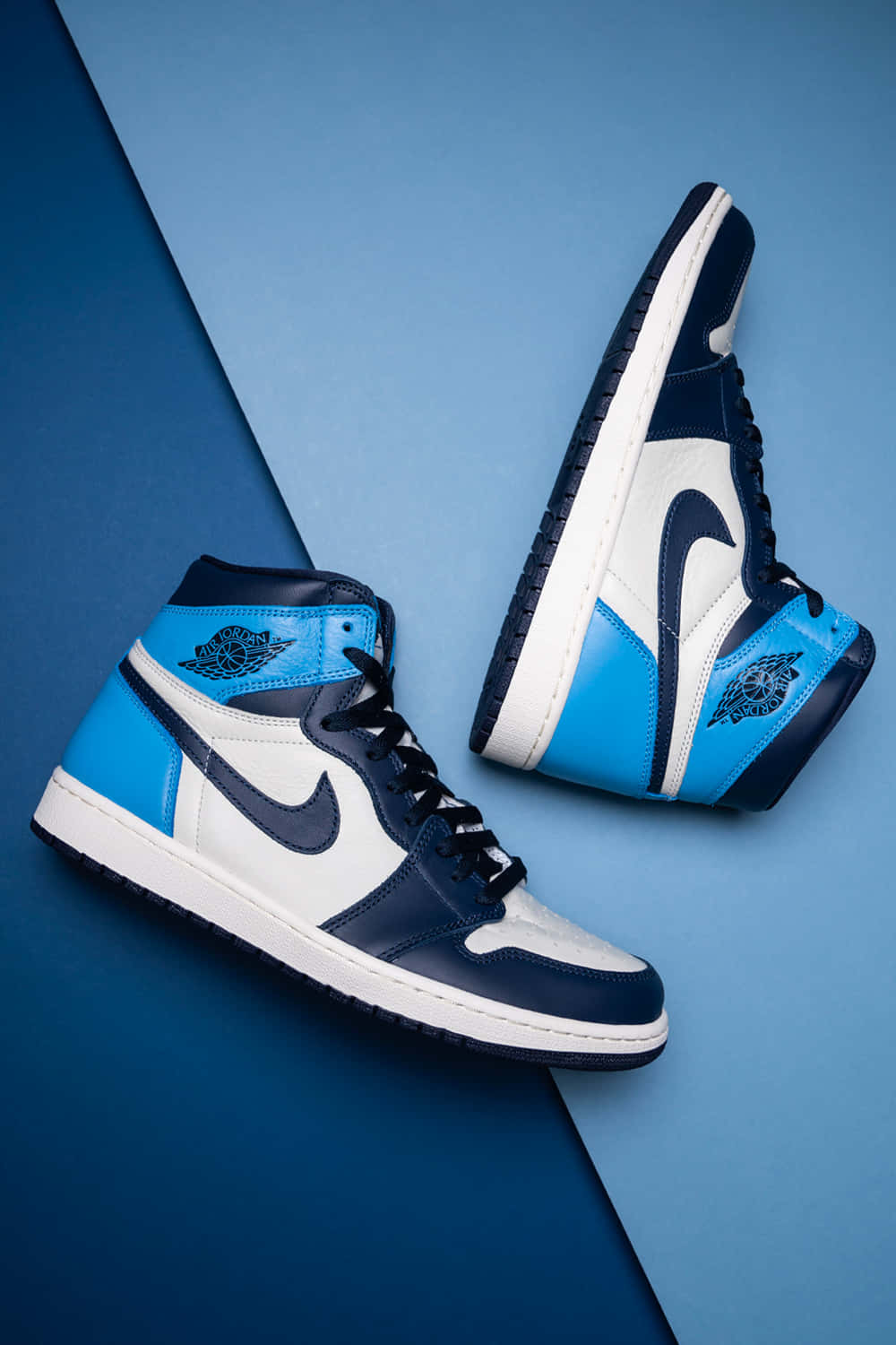 Nike Air Jordan, blue white and black, high-top sneakers, HD Phone Wallpaper