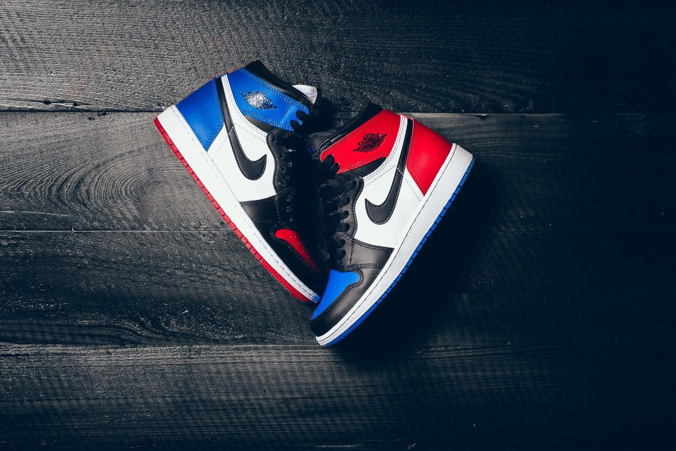 Nike Air Jordan, Jordan 1, red blue and black, Full HD Desktop Wallpaper