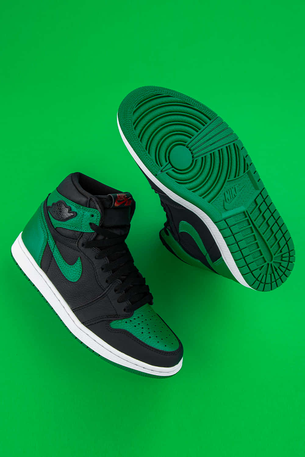 Nike Air Jordan, black and green, high-top sneakers, HD Phone Wallpaper