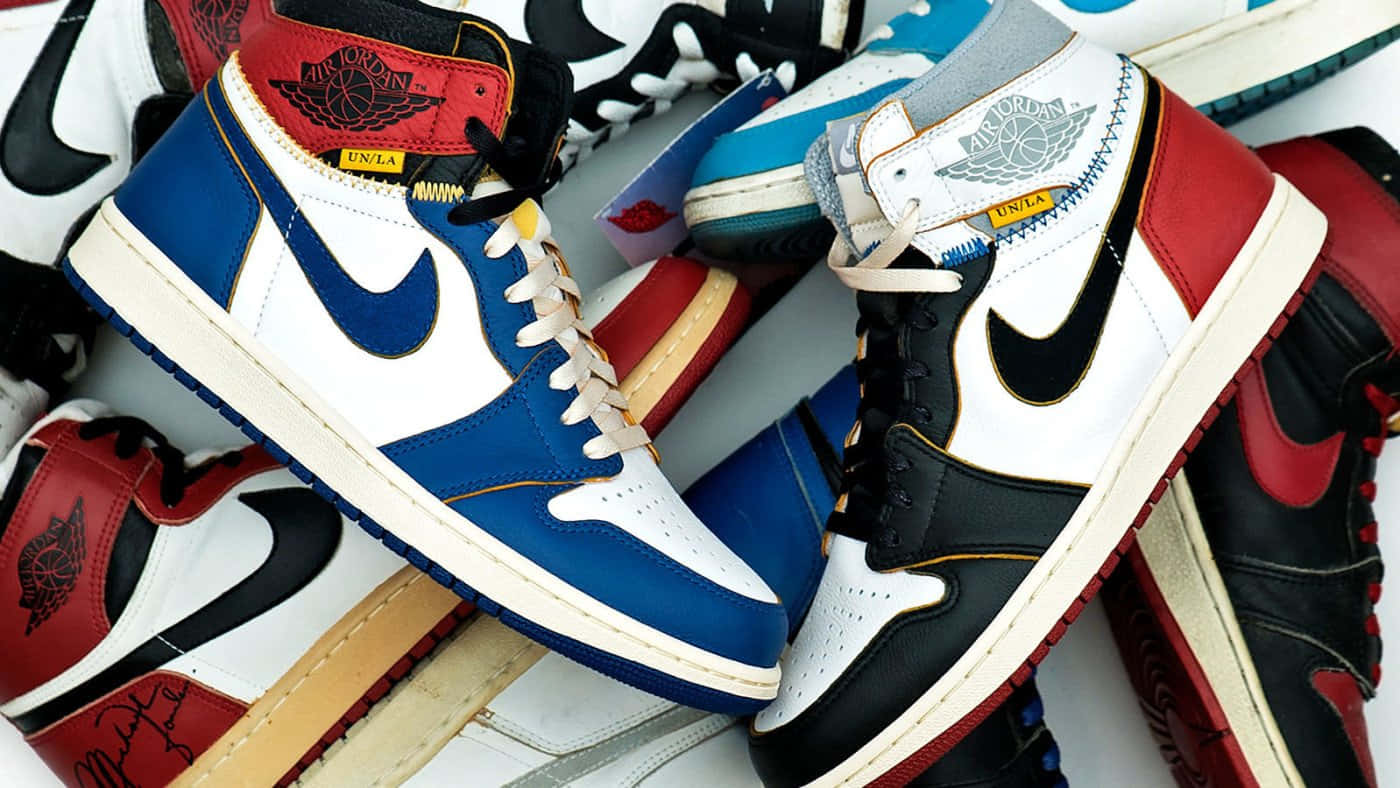Nike Air Jordan, red, blue, HD Desktop Wallpaper