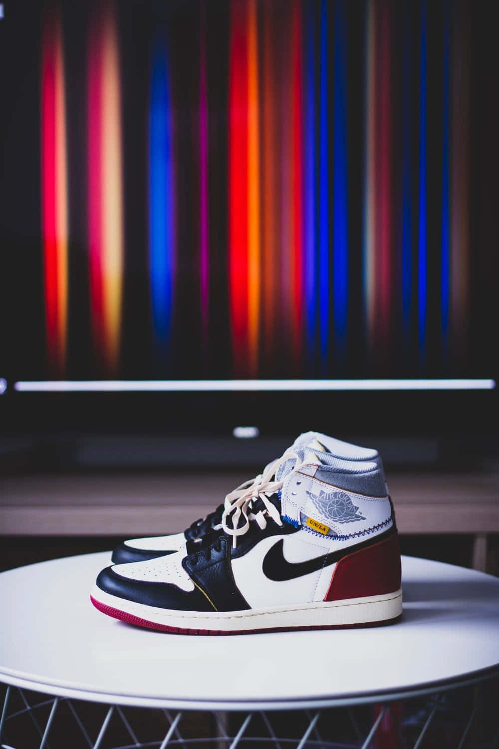 Nike Air Jordan, black white and red, high-top sneaker, HD Phone Wallpaper