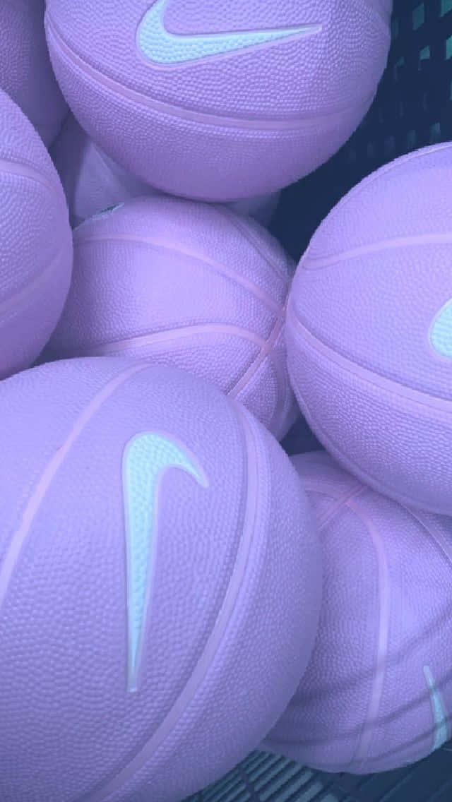 Nike Basketball, lavender basketballs, glowing white Nike swooshes, SD Phone Wallpaper