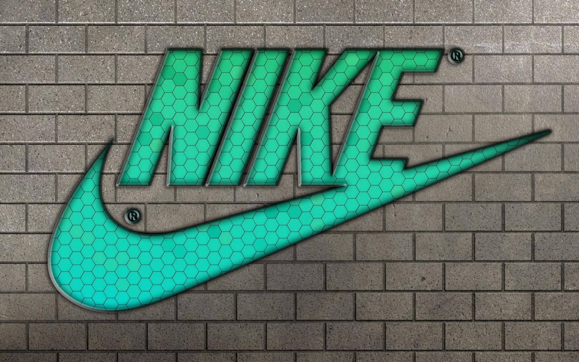 Nike, teal, hexagonal texture, Full HD Desktop Wallpaper