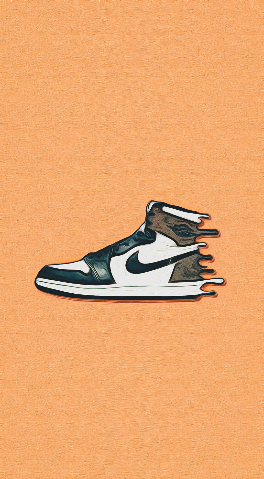 Nike Cartoon, black and white sneaker, flame-like trails, Full HD Phone Wallpaper