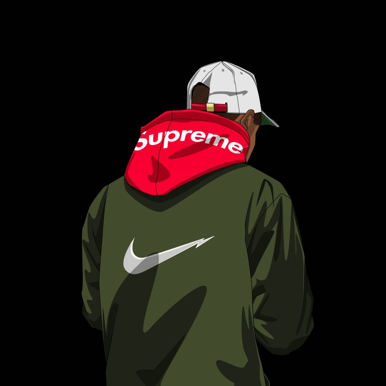 Army Green Jacket, Nike, red Supreme hoodie, HD Desktop Wallpaper