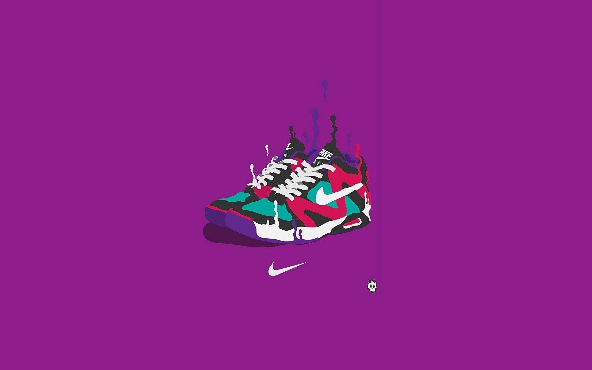 Nike Cartoon, multicolored sneaker, paint splatters, Full HD Desktop Wallpaper