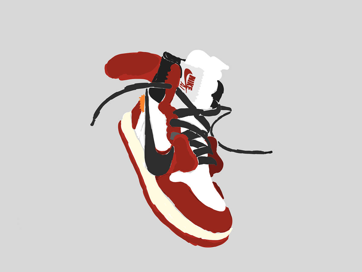 Nike, splotchy cartoon, red white and black, SD Desktop Wallpaper