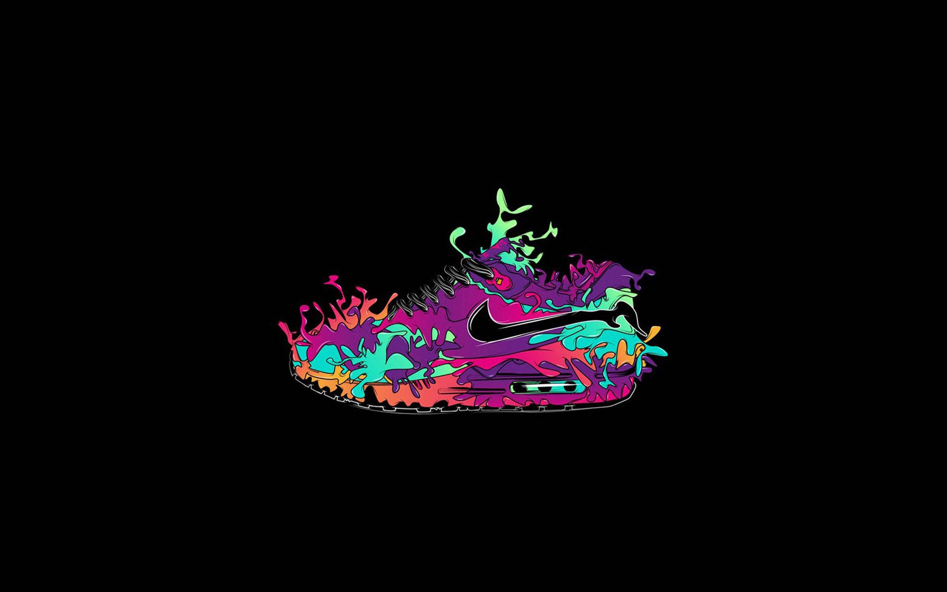 Nike, cartoon shoe, neon-painted, Full HD Desktop Wallpaper