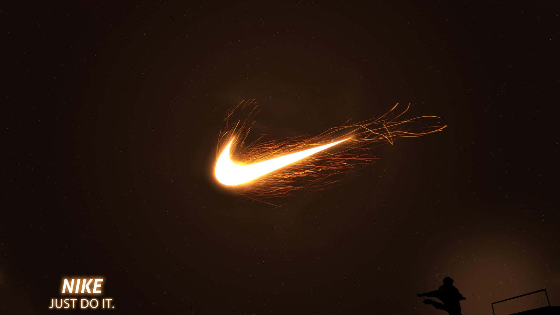 Nike Fiery Logo, glowing Nike swoosh, fiery sparks, Full HD Desktop Wallpaper