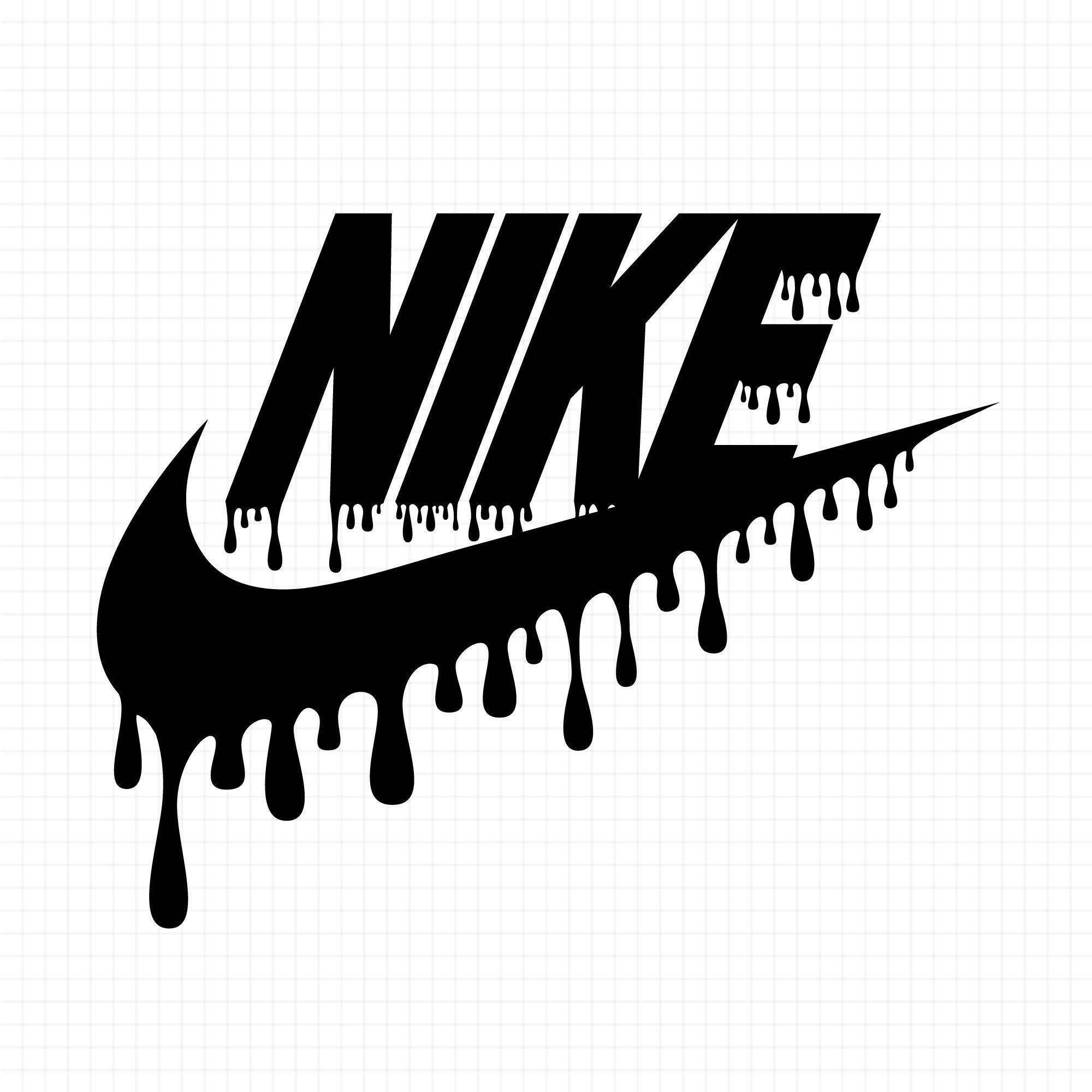 Nike Drip Logo, black, dripping paint effect, Full HD Desktop Wallpaper