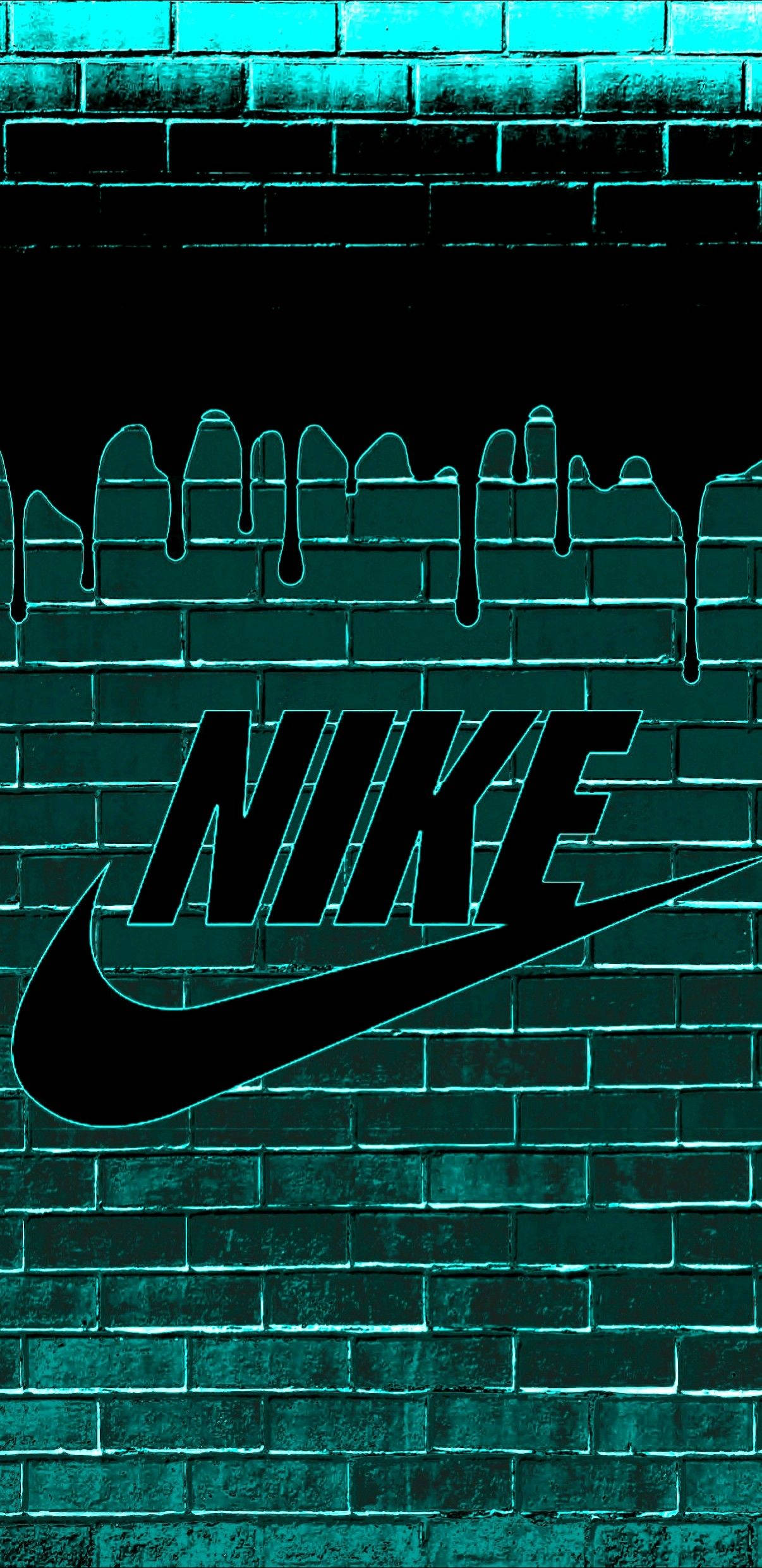 Nike Drip Logo, black, teal, Full HD Phone Wallpaper